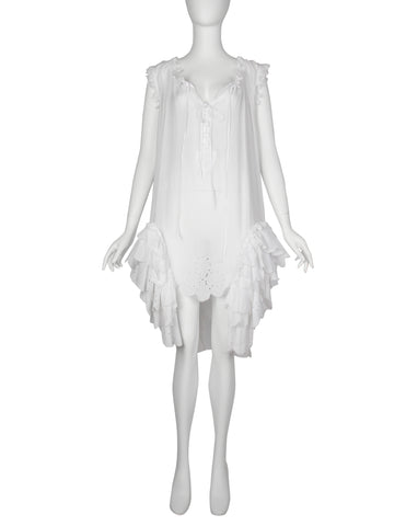 Jean Paul Gaultier Vintage SS 2004 White Cotton Ruffle Oversized Dress