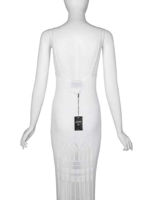 Jean Paul Gaultier Vintage SS 1999 White Ribbed Pointelle Knit Maxi Dr –  Amarcord Vintage Fashion
