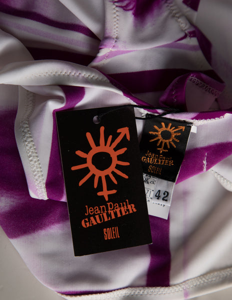 Jean Paul Gaultier Vintage SS 2003 Incredible Purple White Eye Photo Print Swimsuit