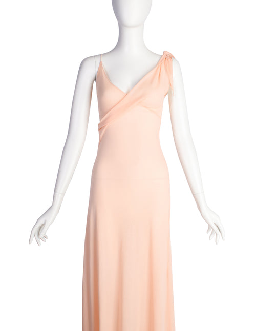 Jean Paul Gaultier Vintage Peachy Pink Mesh Knotted Surplice