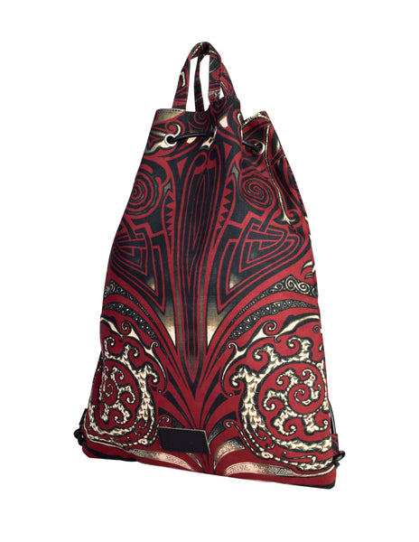 Jean Paul Gaultier Vintage SS 1996 Cyberbaba Tribal Tattoo Print Drawstring Canvas Tote Backpack