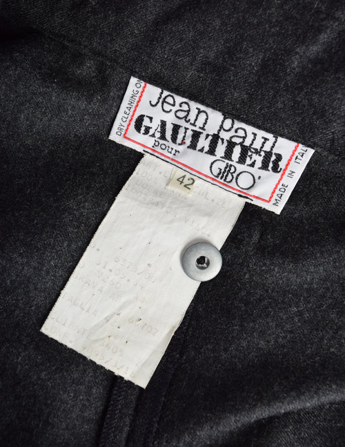 Jean Paul Gaultier Vintage AW 1984 Charcoal Grey Wool Dress and Cape E Amarcord Vintage Fashion