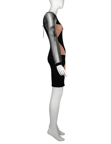 Jean Paul Gaultier Vintage SS 2010 Geometric Knit and Sheer Sleeve Dress