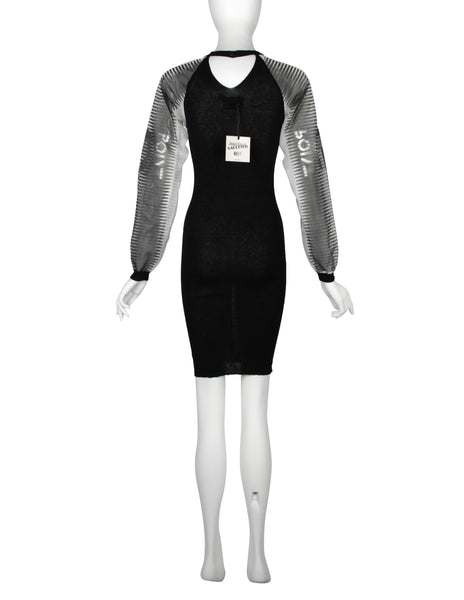 Jean Paul Gaultier Vintage SS 2010 Geometric Knit and Sheer Sleeve Dress