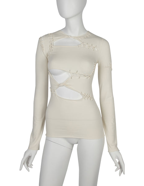Jean Paul Gaultier Vintage SS 2001 Cream Knotted 'Suture' Top