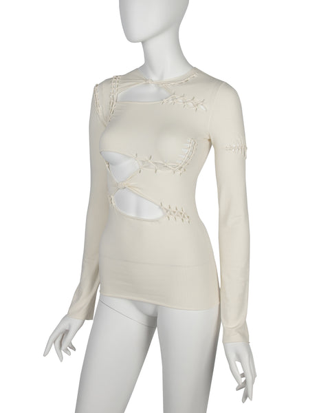 Jean Paul Gaultier Vintage SS 2001 Cream Knotted 'Suture' Top