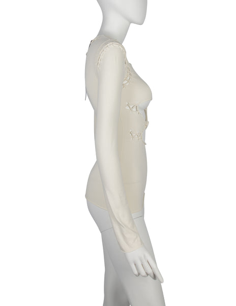 Jean Paul Gaultier Vintage SS 2001 Cream Knotted 'Suture' Top