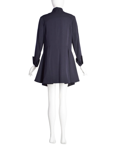 Jean Paul Gaultier Vintage SS 1994 'Les Tatouages' Navy Blue Wool Gabardine Redingote Style Coat