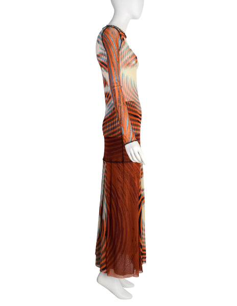 Jean Paul Gaultier Vintage AW 2001 Optic Greta Garbo Face Mesh Top and Skirt Set