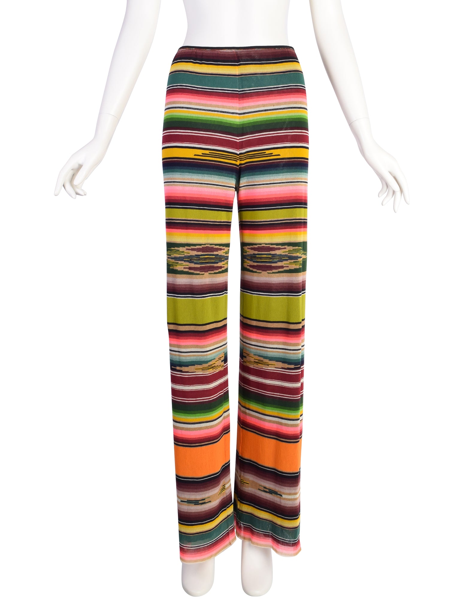 Jean Paul Gaultier Vintage 1990s Multicolor Serape Print Mesh Pants