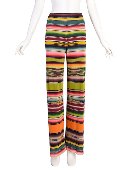 Jean Paul Gaultier Vintage 1990s Multicolor Serape Print Mesh Pants
