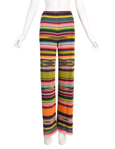 Jean Paul Gaultier Vintage 1990s Multicolor Serape Print Mesh Pants