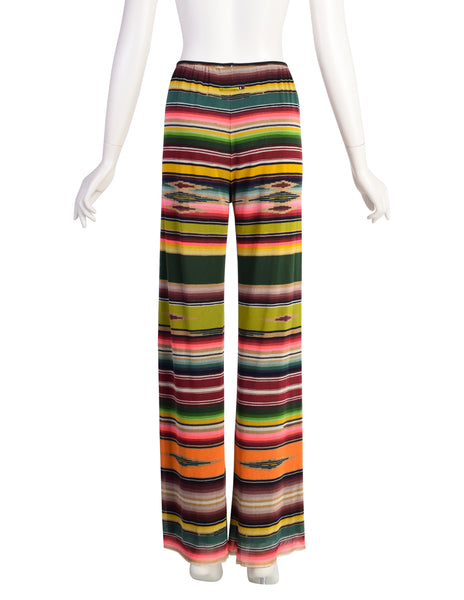 Jean Paul Gaultier Vintage 1990s Multicolor Serape Print Mesh Pants