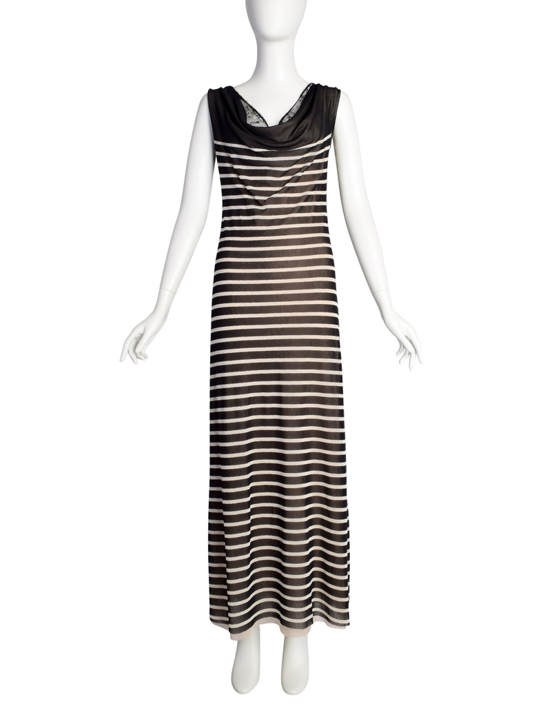 Jean Paul Gaultier Vintage Black White Breton Stripe Mesh Lace Maxi Dr Amarcord Vintage Fashion Jean Paul Gaultier Vintage Black White Breton Stripe Mesh Lace Maxi Dr Amarcord Vintage Fashion