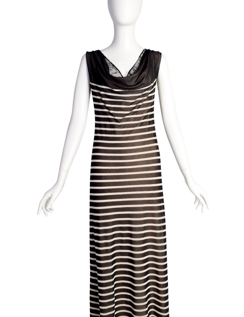 Jean Paul Gaultier Vintage Black White Breton Stripe Mesh Lace Maxi Dr Amarcord Vintage Fashion Jean Paul Gaultier Vintage Black White Breton Stripe Mesh Lace Maxi Dr Amarcord Vintage Fashion