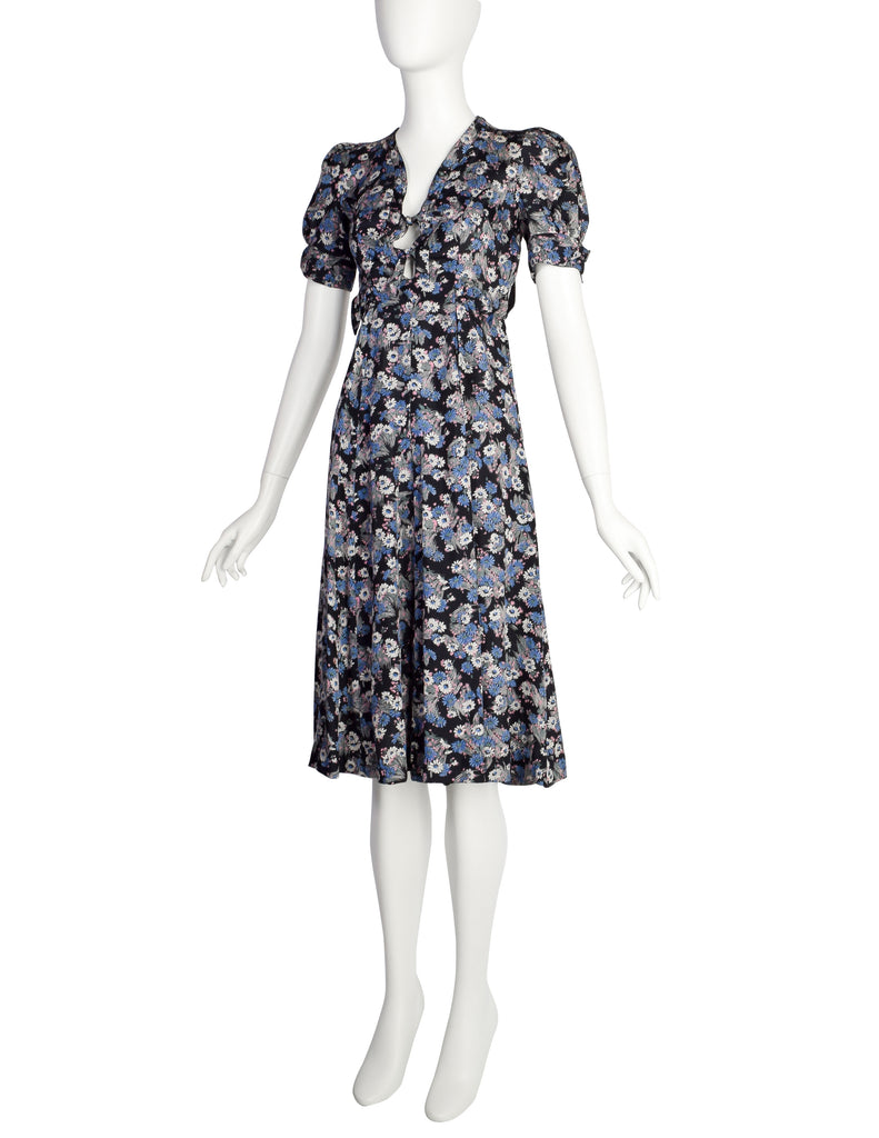 Jeff Banks Vintage 1970s Black and Blue Floral Print Rayon Dress – Amarcord  Vintage Fashion