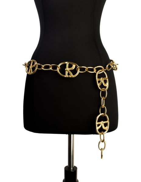 Roberta di Camerino Vintage 1970s Chunky Oversized R Logo Chain Belt