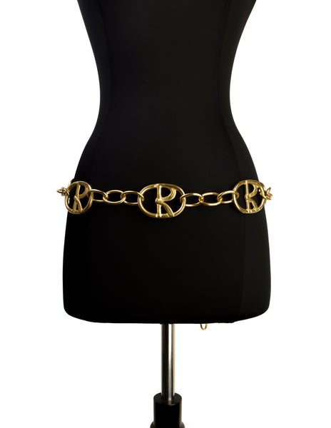 Roberta di Camerino Vintage 1970s Chunky Oversized R Logo Chain Belt