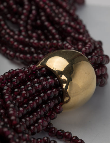 Vintage 18K Gold and Garnet Multistrand Choker Necklace