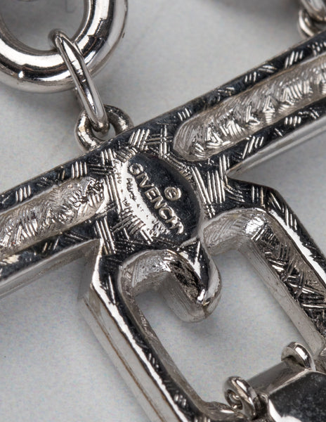 Givenchy Vintage Rare Silver and Gold Namesake Letter Charm Multi Chain Statement Necklace