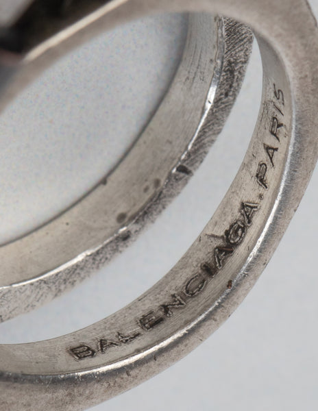 Balenciaga by Nicolas Ghesquière Vintage Black and Silver Axis Roller Statement Ring