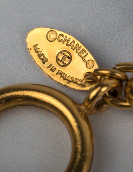 Chanel Vintage Gold Plated CC Logo Coin Medallion Necklace