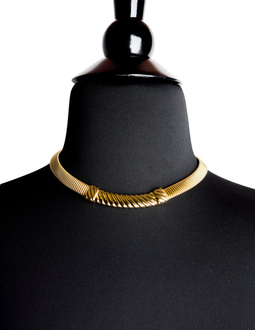 Christian Dior Vintage Gold Omega Choker Necklace – Amarcord