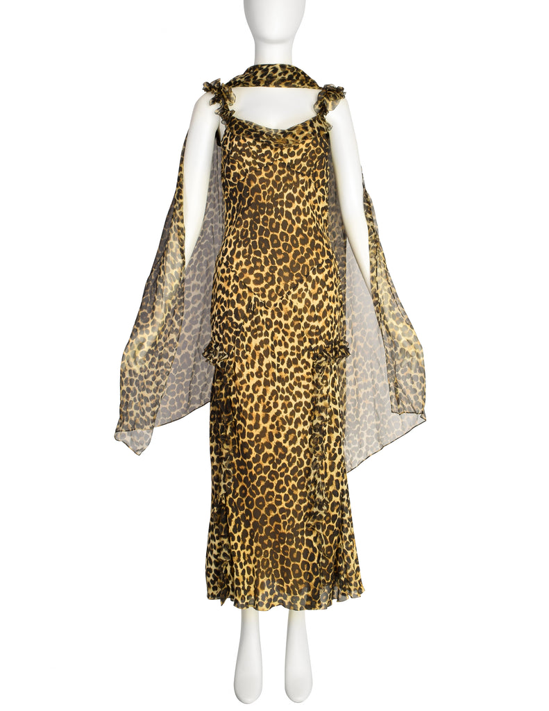 John Galliano Vintage AW2002 Leopard Print Silk Chiffon