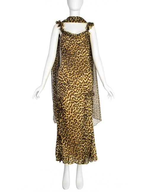 John Galliano Vintage AW2002 Leopard Print Silk Chiffon Ruffle Bias Go Amarcord Vintage Fashion John Galliano Vintage AW2002 Leopard Print Silk Chiffon Ruffle Bias Go Amarcord Vintage Fashion