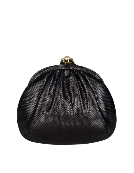 Judith Leiber Vintage Embellished Lovebirds Black Karung Skin Convertible Clutch Bag