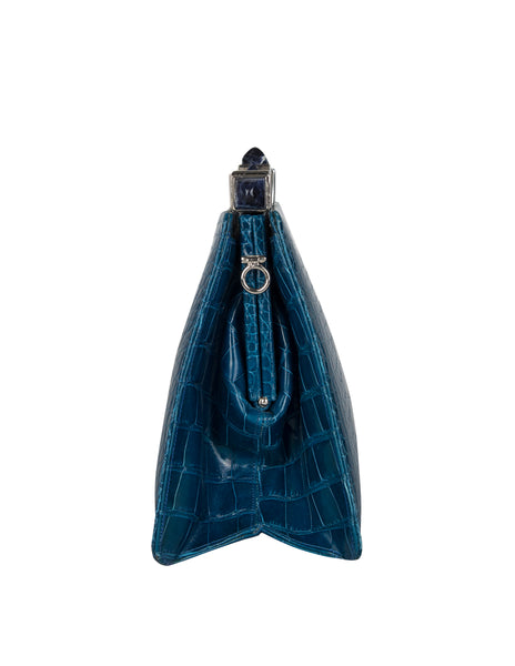 Judith Leiber Vintage Cerulean Alligator and Lapis Lazuli Convertible Bag