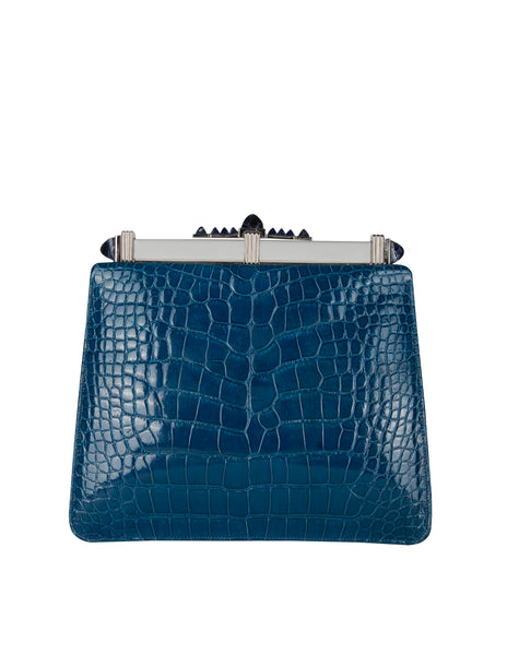 Judith Leiber Vintage Cerulean Alligator and Lapis Lazuli Convertible Bag