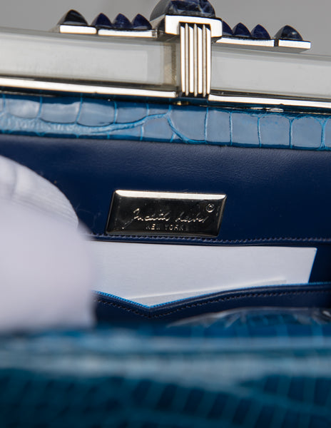 Judith Leiber Vintage Cerulean Alligator and Lapis Lazuli Convertible Bag