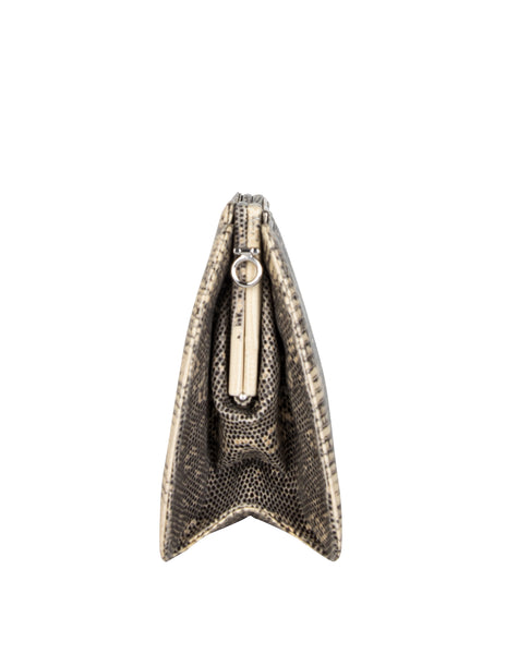 Juidth Leiber Vintage Grey and Beige Ring Lizard Skin Convertible Clutch Bag