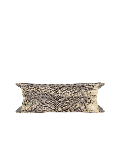 Juidth Leiber Vintage Grey and Beige Ring Lizard Skin Convertible Clutch Bag