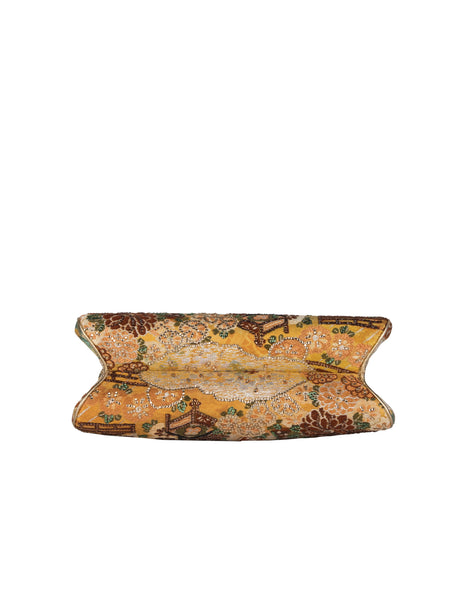 Judith Leiber Vintage Crystal Embellished Brocade Asian Inspired Convertible Clutch Bag