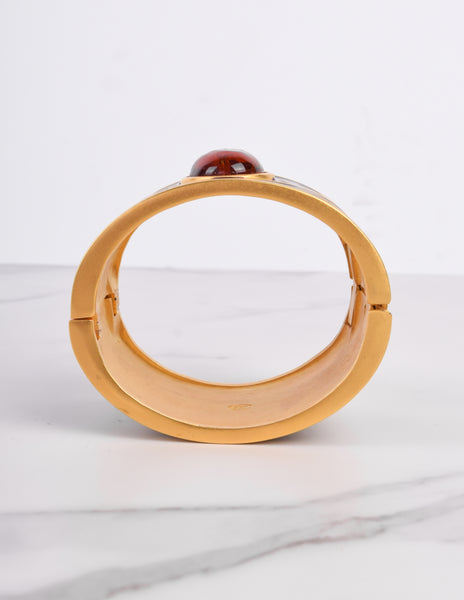 Karl Lagerfeld Vintage Harlequin Enamel Hinged Wide Bracelet