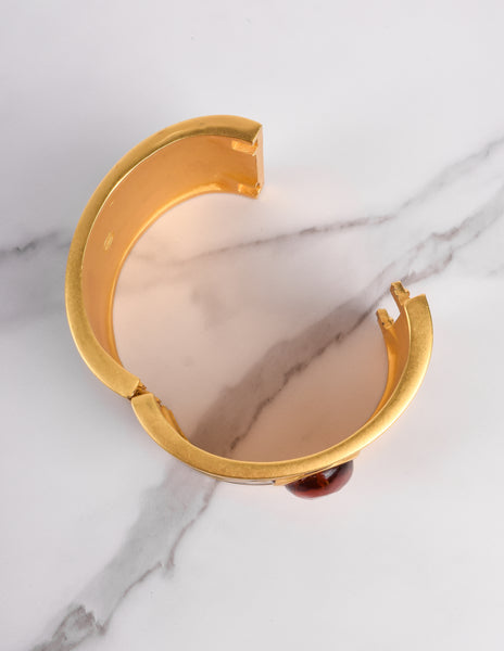 Karl Lagerfeld Vintage Harlequin Enamel Hinged Wide Bracelet