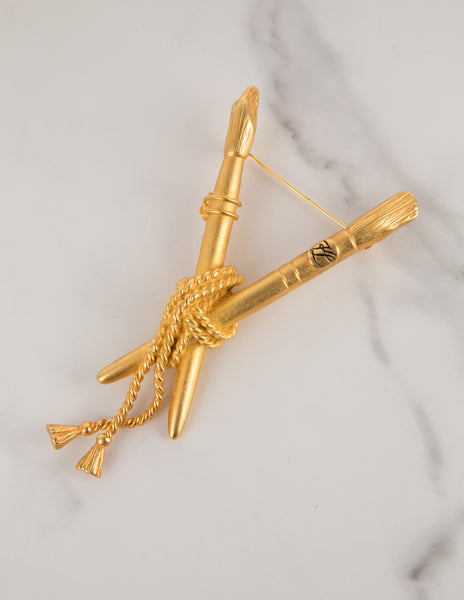 Karl Lagerfeld Vintage Golden Paintbrush Brooch