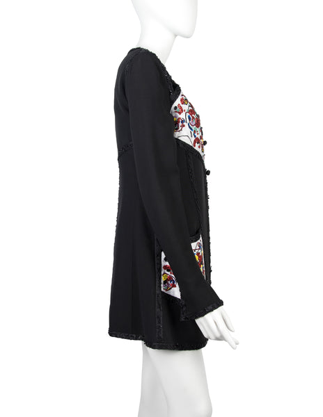 Karl Lagerfeld Vintage SS 1993 Beaded Cutout Black Longline Jacket