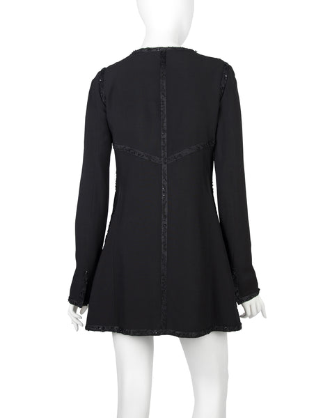 Karl Lagerfeld Vintage SS 1993 Beaded Cutout Black Longline Jacket