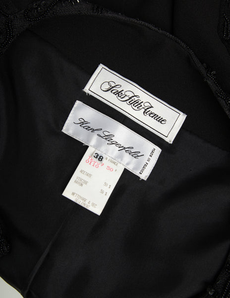 Karl Lagerfeld Vintage SS 1993 Beaded Cutout Black Longline Jacket