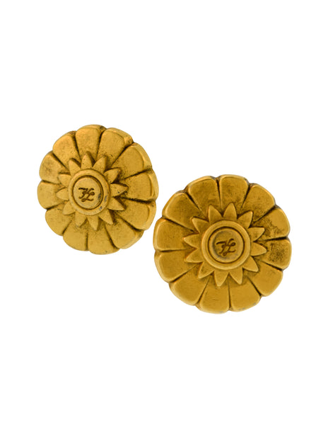 Karl Lagerfeld Vintage Golden Flower Logo Cufflinks