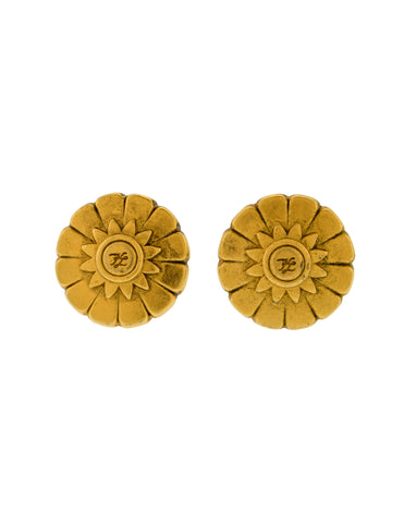 Karl Lagerfeld Vintage Golden Flower Logo Cufflinks