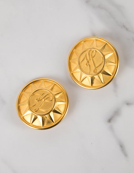 Karl Lagerfeld Vintage Massive Logo Sunburst Statement Earrings