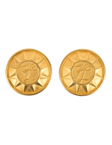 Karl Lagerfeld Vintage Massive Logo Sunburst Statement Earrings
