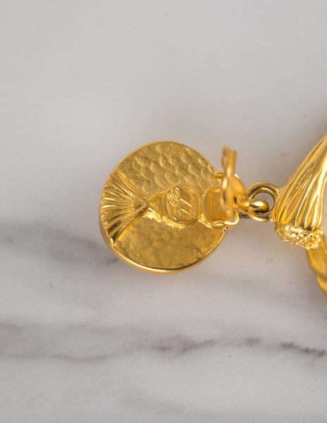 Karl Lagerfeld Vintage Baroque Pearl and Golden Branch Dangling Earrings