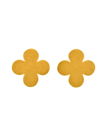 Karl Lagerfeld Vintage Brushed Gold Four Leaf Clover Earrings