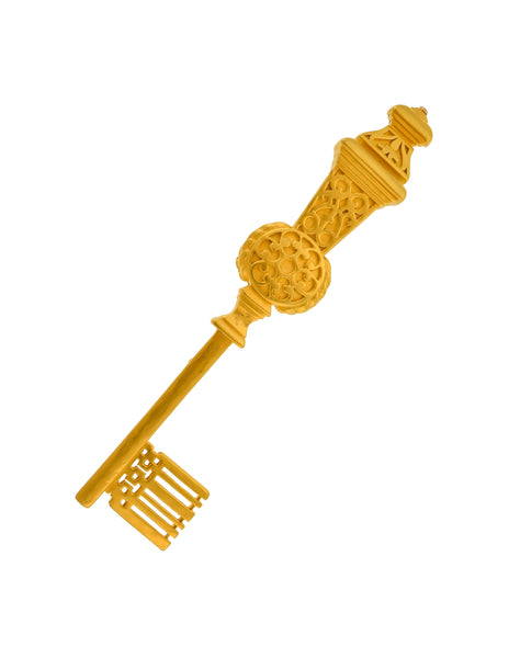 Karl Lagerfeld Vintage Giant Brushed Gold Ornate Key Brooch Pin