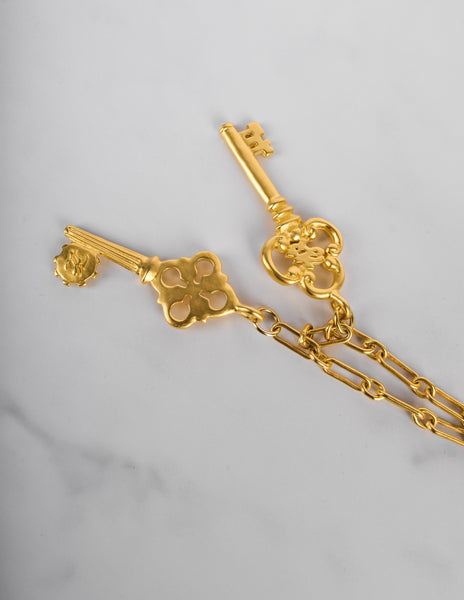 Karl Lagerfeld Vintage Golden Double Key Pendant Necklace